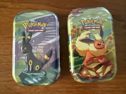 Pokemon Prismatic Evolutions Mini Tin - Sylveon & Flareon Art - Sealed NEW TCG - Image 1