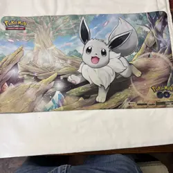 POKEMON GO Radiant EEVEE PLAYMAT 14x24" TCG Mat Rubber Backing Anti Slip - Image 1