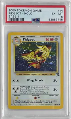 2000 Pokemon Base 2 Pidgeot #14/130 Holo PSA 6 EX-MT - Image 2