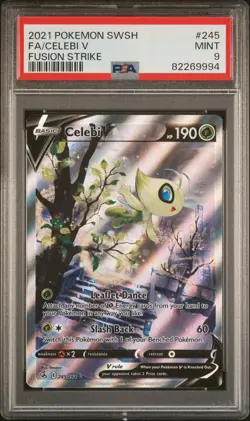 Celebi V Alternate Full Art 245/264 Swsh08: Pokemon Fusion Strike Mint PSA 9 - Image 1