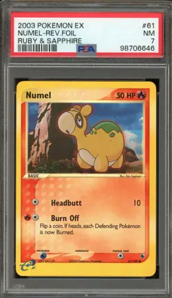 Pokemon Numel EX Ruby & Sapphire Reverse Holo #61 PSA 7 - Image 1
