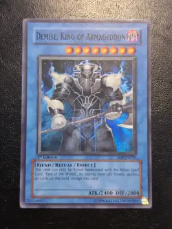 Yu-Gi-Oh! SUPER RARE HOLO CARD DEMISE KING OF ARMAGEDDON SOI-EN035 1ST LP - Image 1