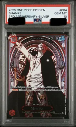 2025 ONE PIECE OP13-CARRYING ON HIS WILL 3RD ANV-SILVER #004 SHANKS PSA 10 - Image 1