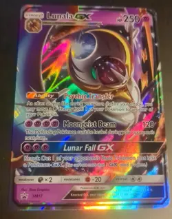 Lunala GX SM17 Promo Black Star Holo Rare Pokemon Card LP - Image 1