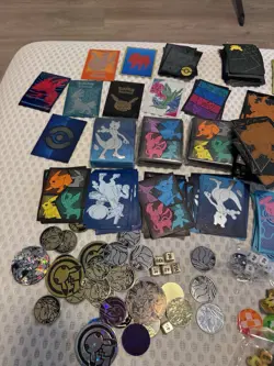 Pokemon TCG Accessories Lot; Card Sleeves, Pins, Stickers, Dice, Coins, Binders - Image 3