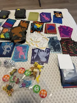 Pokemon TCG Accessories Lot; Card Sleeves, Pins, Stickers, Dice, Coins, Binders - Image 4