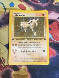 Pokemon Card - Hitmonlee Fossil 1st Edition 7/62 Holo Rare LP - Image 1