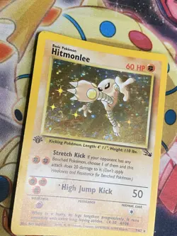 Pokemon Card - Hitmonlee Fossil 1st Edition 7/62 Holo Rare LP - Image 2