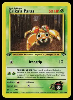 Pokemon Card - Erika's Paras Gym Challenge 1st Edition 71/132 Common - Image 1