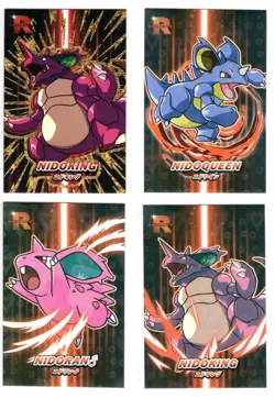 4 card lot- HEART HOLO- NIDOKING, NIDOQUEEN .- Rocket Team Card Database Pokemon - Image 1