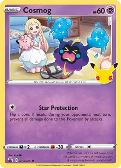 Pokemon TCG Cosmog Celebrations Holo Rare Card 013/025 NM Condition - Image 1