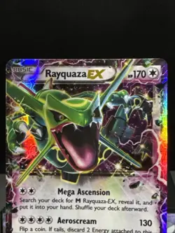 Pokemon Card Rayquaza EX XY66 Black Star Promo STANDARD SIZE Played - Image 2