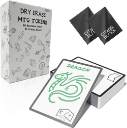Dry Erase MTG Tokens Set of 50 Cards - with 2Pcs Erasers, Reversible Reusable Do - Image 1