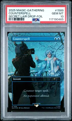 2025 MTG SECRET LAIR DROP HATSUNE MIKU: WINTER DIVA-FOIL COUNTERSPELL PSA 10 - Image 1