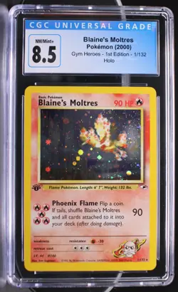 Pokemon ~ Gym Heroes ~ Blaine's Moltres ~ 1st Edition ~ CGC 8.5 ~ NM/Mint+ ~ #1 - Image 1
