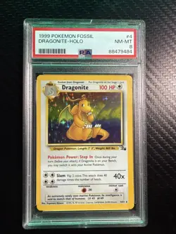 1999 Pokemon Fossil Dragonite 4/62 PSA NM-8 UNLIMITED HOLO-foil - Image 1