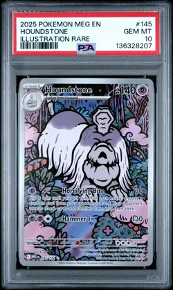 2025 POKEMON MEG EN-MEGA EVOLUTION ILLUSTRATION RARE #145 HOUNDSTONE PSA 10 - Image 1