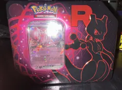 Pokemon TCG: Scarlet & Violet Team Rocket Mewtwo Tin sealed 5 Booster Packs - Image 1