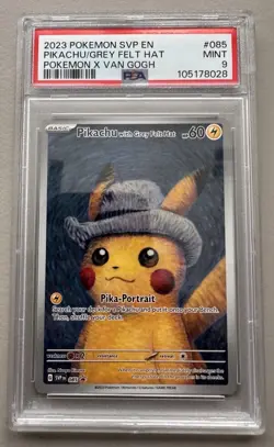 💎 2023 Pokemon Van Gogh Pikachu with Grey Felt Hat SVP EN #085 Promo PSA 9 Mint - Image 1