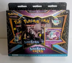 Pokemon TCG SHINING FATES Mad Party Pin Collection Box Polteageist Sealed - Image 1