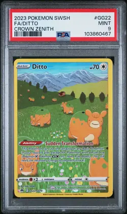 2023 POKEMON SWORD & SHIELD CROWN ZENITH #GG22 FULL ART/DITTO PSA 9 - Image 1