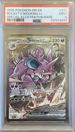 MINT PSA 9 Team Rocket’s Nidoking EX Sir 233/132 2025 English Pokemon TCG - Image 1