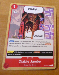 ONE PIECE ENGLISH CARD SUPER PRE-RELEASE GAME CARTE DIABLE ST01-016 ST EN MINT - Image 1