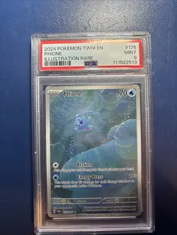 Pokemon TCG Phione Full Illustration Rare Card 175/167 Twilight Masquerade PSA 9 - Image 1