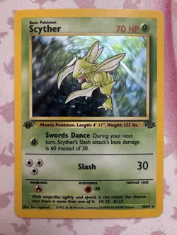 Pokemon Scyther 1st Edition Card! CLEAN Holo Rare Jungle Set #10/64 *1 Owner* - Image 3