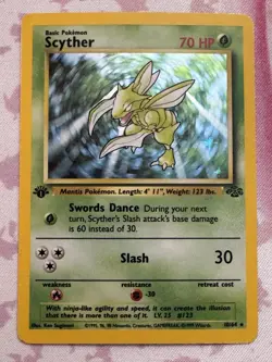 Pokemon Scyther 1st Edition Card! CLEAN Holo Rare Jungle Set #10/64 *1 Owner* - Image 5