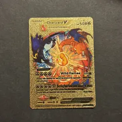 Pokemon Charizard V Evolution 508HP Gold Foil Fan Art Card SMP 26-43 V2 - Image 1
