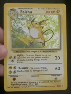 Pokemon TCG Raichu Holo Unlimited Rare Card 14/102 Base Set - Image 3