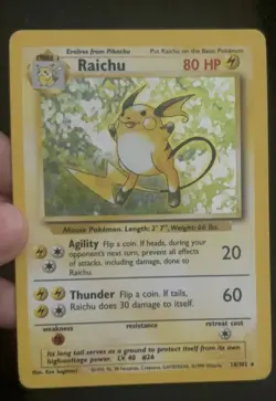 Pokemon TCG Raichu Holo Unlimited Rare Card 14/102 Base Set - Image 4