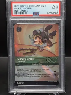 2023 Disney Lorcana Mickey Mouse Wayward Sorcerer Alt Art Enchant 208/204 PSA 9 - Image 1