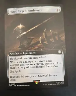 Bloodforged Battle-Axe (Extended Art) Universes Beyond: Fallout MTG Regular NM - Image 1