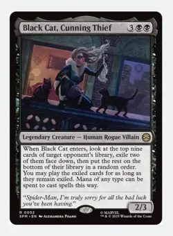 Black Cat, Cunning Thief | MTG Marvel | Legendary Rogue Villain Theft Rare | NM - Image 1