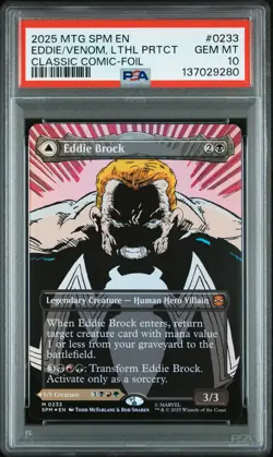 2025 MTG MARVEL'S SPIDER-MAN #0233 EDDIE BROCK/VENOM, LETHAL PROTECTOR PSA 10 - Image 1