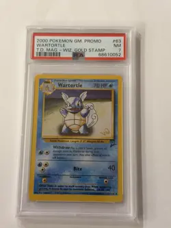 2000 POKEMON GAME PROMO WARTORTLE #63/130 WIZARD GOLD STAMP PSA 7 - Image 1