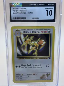 CGC 10 Blaine's Dodrio Pokemon 2000 32/132 Gym Challenge Gem Mint Fast Free Ship - Image 1