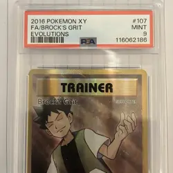 2016 Pokemon XY Evolutions BROCK'S GRIT Full Art PSA 9 - 107/108 - Image 2