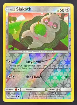 2019 Pokemon Gaming Sun & Moon Unified Minds Slakoth Reverse Holo #167/236 - Image 1