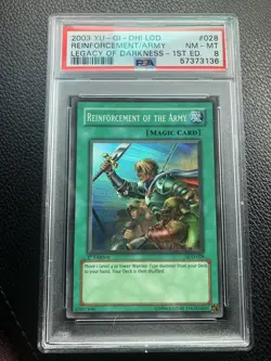 2003 Yu-Gi-Oh! Reinforcement of the Army 1st Ed #LOD-028 PSA 8 - Image 1