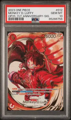 Monkey.D.Luffy PSA 10 - Oda Signature - ST01-012 - 1st Anniversary One Piece TCG - Image 1
