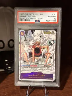 One Piece Monkey D. Luffy Manga Alternate Art EB02-061 English PSA 10 - Image 1