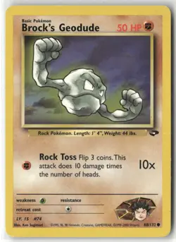 Pokemon Brock's Geodude Common Gym Challenge 068/132 NM - Image 1