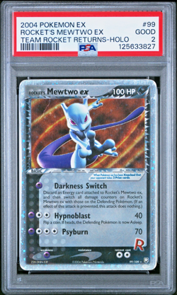 SWIRL PSA 2 2004 Pokemon Team Rocket Returns Rocket's Mewtwo EX Holo Foil 99/109 - Image 1