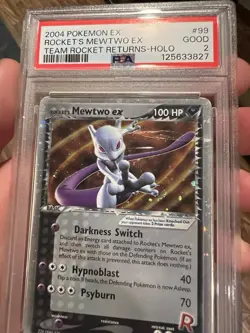 SWIRL PSA 2 2004 Pokemon Team Rocket Returns Rocket's Mewtwo EX Holo Foil 99/109 - Image 3