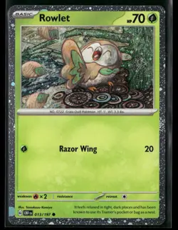 Pokemon TCG Rowlet 013/197 Cosmos Holo Obsidian Flames - Image 1