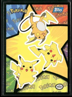 Pokemon Topps Sticker Card #S7 Raichu & Pikachu Blue Logo - Image 1