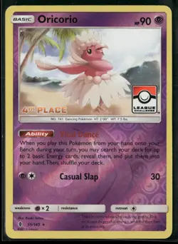 Pokemon TCG Oricorio 55/145 4th Place League Challenge Promo Guardians Rising - Image 1